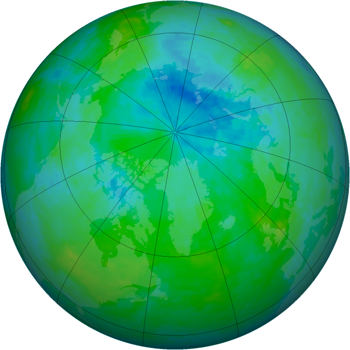 Arctic ozone map for 05 August 1993
